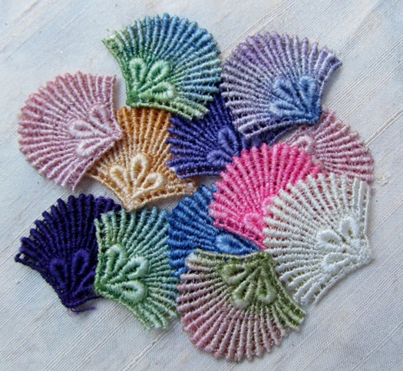 Peacock Fan Lace Hand Dyed Venise Applique Embellishment Pack Kit image 2