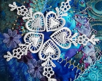 Mini Heart Venise Lace Valentine Snowflake Lace Appliques Crazy Quilt Embellishment Card Making Supplies