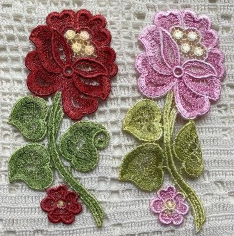 Lace Flower Applique Hand Dyed Venise Embellishment image 4