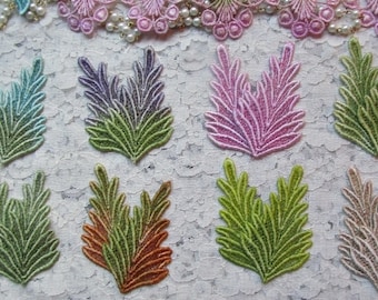 Venise Lace Leaves Hand Dyed Crazy Quilt Embellishment Appliques