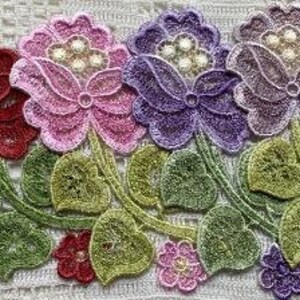 Lace Flower Applique Hand Dyed Venise Embellishment image 2