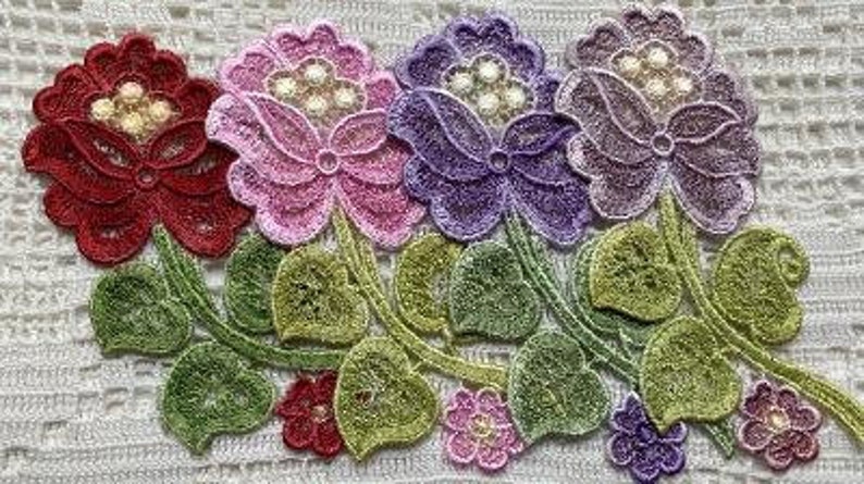 Lace Flower Applique Hand Dyed Venise Embellishment image 2