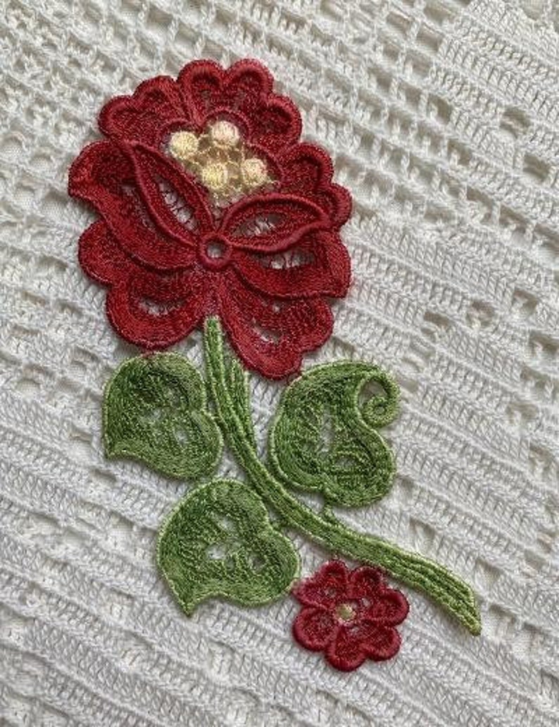 Lace Flower Applique Hand Dyed Venise Embellishment image 1