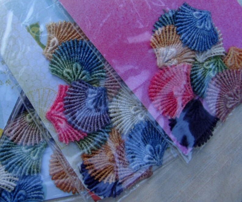 Peacock Fan Lace Hand Dyed Venise Applique Embellishment Pack Kit image 3