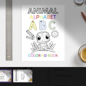 Libro para colorear de animales del alfabeto l Letras trazables l Libro para colorear para niños / Libro para colorear ABC
