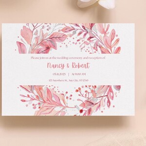 Pink Floral Wedding Invitation: Editable Reception Invite (Digital Download)