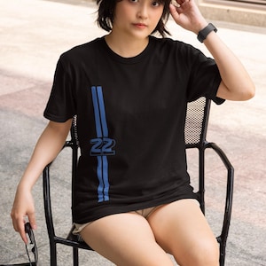 Driver #22 Fan Tee, Tsunoda-inspired Racing Stripe with Team Colors, Formula 1 Motorsport T-shirt, Red Bull F1 Merch, Race Day Streetwear