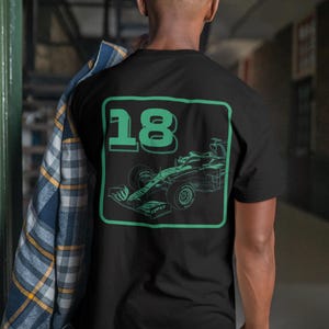 F1 Race Car T-Shirt: Stroll-Inspired Number 18 Motorsport Tee