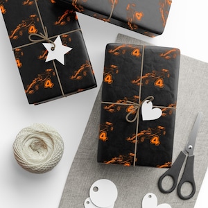 Race Car Gift Wrap | F1 Inspired Wrapping Paper #4 | Lando Fan Packaging | Black & Orange Motorsport Gift Wrap