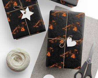 Motorsport Gift Wrap: #4 Black & Orange Wrapping Paper