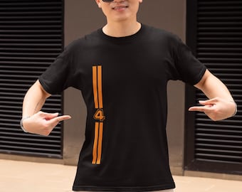 Norris #4 Motorsport Tee, Cotton Team Colors Racing Stripe Shirt