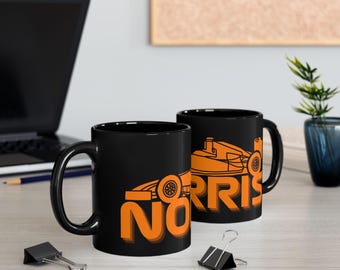 Norris F1 Mug, McLaren Colors, Black Ceramic Cup