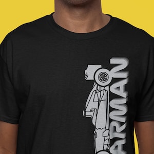 Bearman-inspired vertical graphic F1 driver T-shirt, racing fan apparel, Haas F1 team, Ollie Bearman merch, lightweight softstyle unisex tee