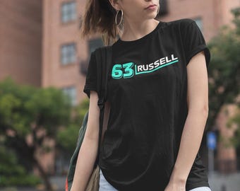 George Russell Inspired Motorsport Cotton T-Shirt: Mercedes Racing Tee, Motorsport Fan Apparel