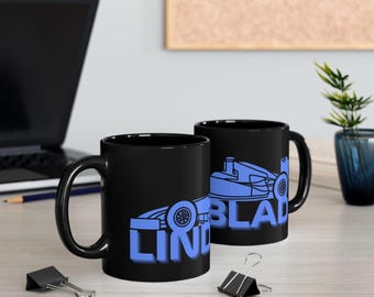 Lindblad F1 Mug, Racing Bulls Colors, Black Ceramic Cup
