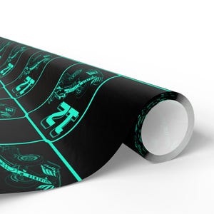 Race Car Gift Wrap: Black & Teal Sports Theme