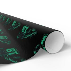 Race Car Gift Wrap | F1 Inspired Wrapping Paper #18 | Stroll Fan Packaging | Black & Green Motorsport Gift Wrap