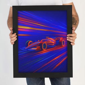 Neon Formula 1 Racing Car Poster: Motorsport Wall Art (Digital Download
