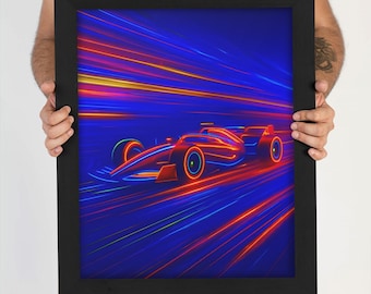 Neon Motorsport Racing Car Poster: Motorsport Wall Art (Digital Download