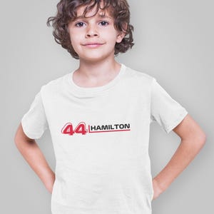 Lewis Hamilton F1 Inspired Youth T-shirt | Kids Formula 1 Merch | #44 Minimalist Racer Tee for Young Motorsport Fans