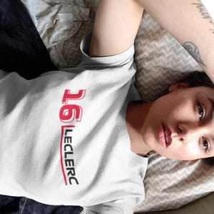 Charles Leclerc F1 Fan T-shirt | Scuderia Ferrari Racing Merchandise | Minimalist Leclerc #16 Motorsport Tee for Racing Enthusiasts