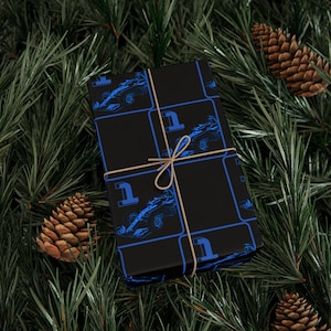 F1 Race Car Gift Wrap #1 Champion Design | Red Bull Colors Blue & Black | Formula 1 Birthday Gift Wrap | Matte or Glossy, 3 Sizes