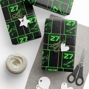 Race Car Gift Wrap: Black & Blue Sports Theme Wrapping Paper