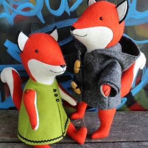 Ginger and Blue Foxes Pattern