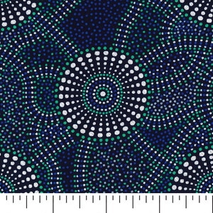 Aboriginal Indigenous  Kangaroo Path 2 Viscose/Rayon in Blue - 50 cm x 140 cm