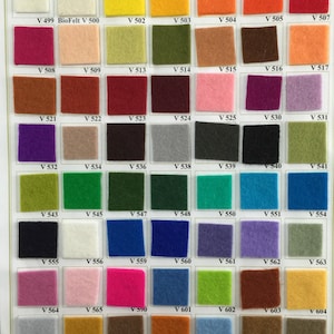Tabla de colores de fieltro de lana - 100% puro nuevo fieltro de lana
