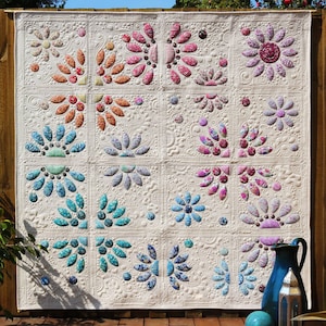 Divided Blooms Quilt Pattern or pattern and Template Set