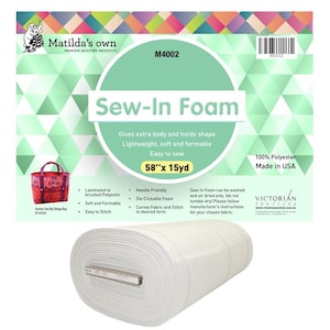 Matilda's Own Sew In Foam bag stabilizer, 58" (148cm) wide x 0.5 Metre