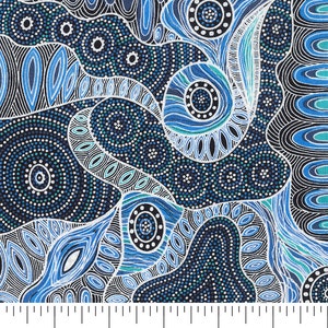 Aboriginal Indigenous Regeneration in Blue - - Fat Quarter (.25m)