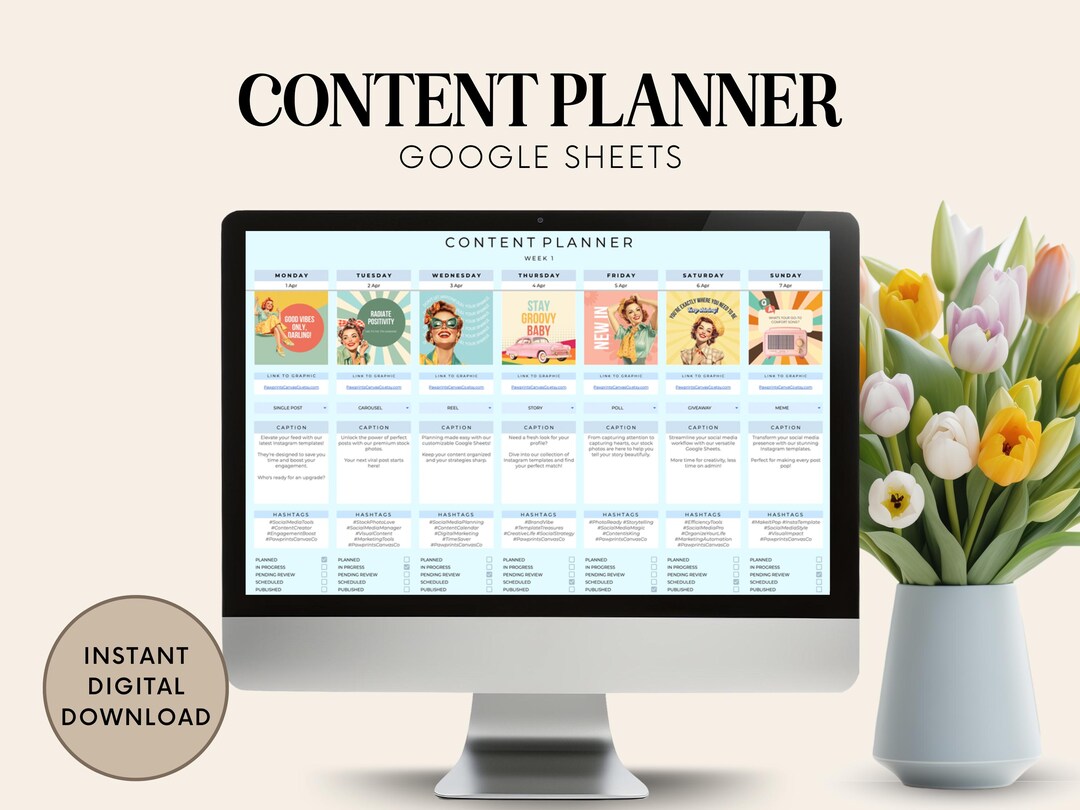 Scs Planner Social Media Content Planner | Baby Blue Google Sheets (digital ...