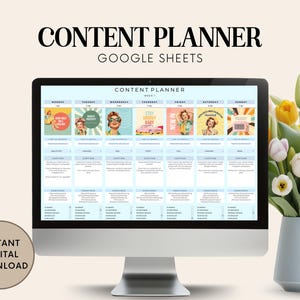 Social Media Content Planner | Baby Blue Google Sheets (Digital Download)