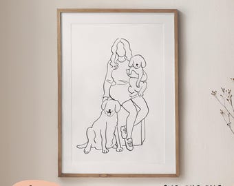 Custom Pet Portrait from Photo, One Line Drawing, Personalized Pet memorial gift
