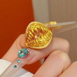 24K Gold 99.9% Pure Gold Megalodon ring , Valentine&#39;s Day for him/her