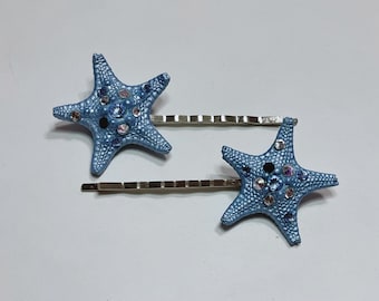 Blue Glass Slipper Fantasea Starfish Hair Pins