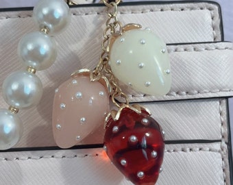 Pearlescent Strawberry Bag Charm