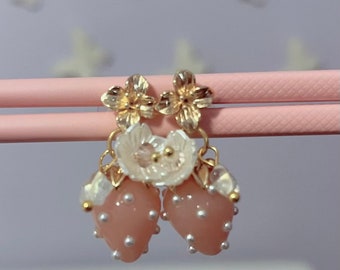 Pink Strawberry Blossom Earrings
