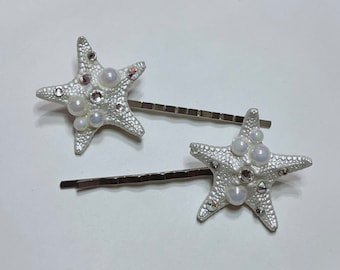 White Pearl Fantasea Starfish Hair Pins