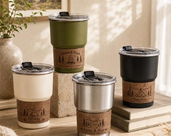 Custom Names Camping Cup, Personalized Couple Tumbler, Engraved Travel Mug, Anniversary Gift for Couple, Outdoor Lover Gift