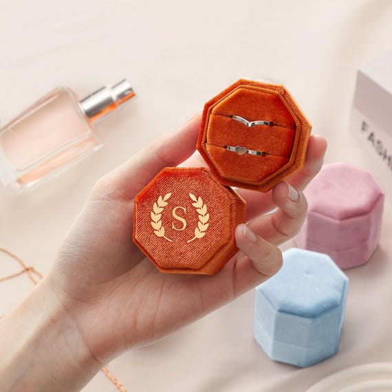 Personalized Velvet Ring Box,octagon Velvet Ring Box,custom