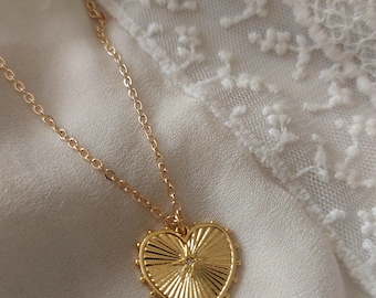 Gold Heart Necklace: Star Design Charm, Birthday Gift