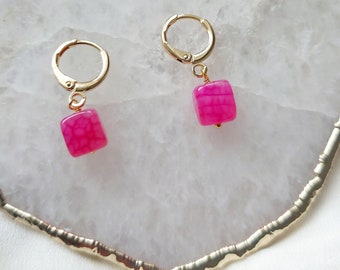 Candy Coloured Hoops, Pink Tiny Charm Hoop Earrings, Classic Gold Hoops, Huggie Earrings, Small Hoop Earrings, Tween Teen Girl Birthday Gift