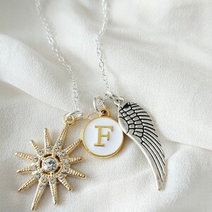 Collar con dijes mixtos, estrella de ala de ángel y collar con letras, regalo de cumpleaños para sobrina, hija y hermana