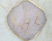 Large Gold Hammered Letter Necklace, Name Necklace, Initial Jewelry, Personalized Necklace