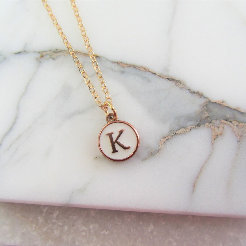 Small Gold Letter Disc Pendant Necklace, Birthday Gift for Her, Mothers Day Gift, Simple Disc Necklace, Initial Jewellery, Christmas Gift image 3