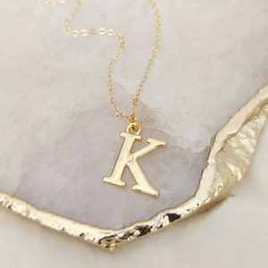 Small Gold Initial Necklace, Bridesmaids Gifts, Personalised Jewellery, Birthday Gift for Her, Gold Letter Necklace image 5