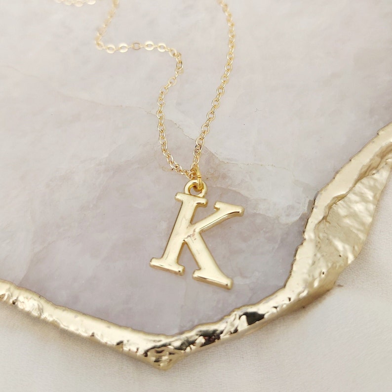 Small Gold Initial Necklace, Bridesmaids Gifts, Personalised Jewellery, Birthday Gift for Her, Gold Letter Necklace image 5